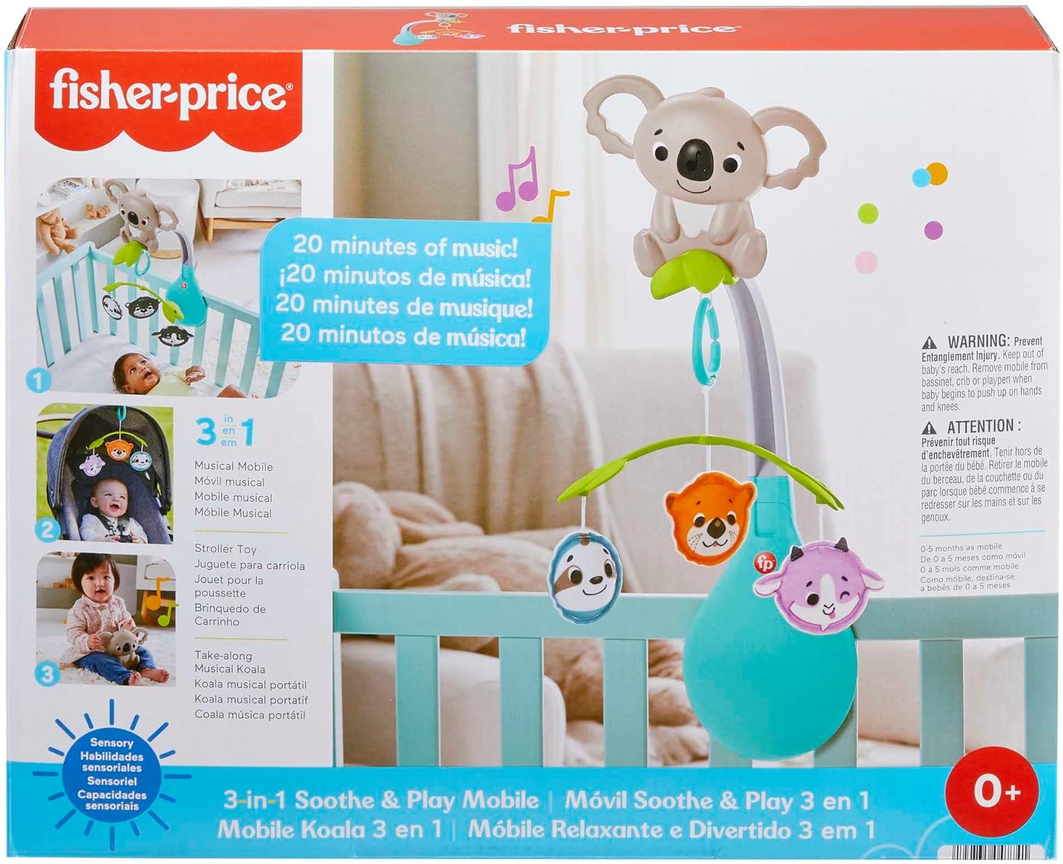 Fisher Price,Baby, Móvil Koala para Bebé, Recién Nacido Dulces Sentidos Sensimals, Baby,.