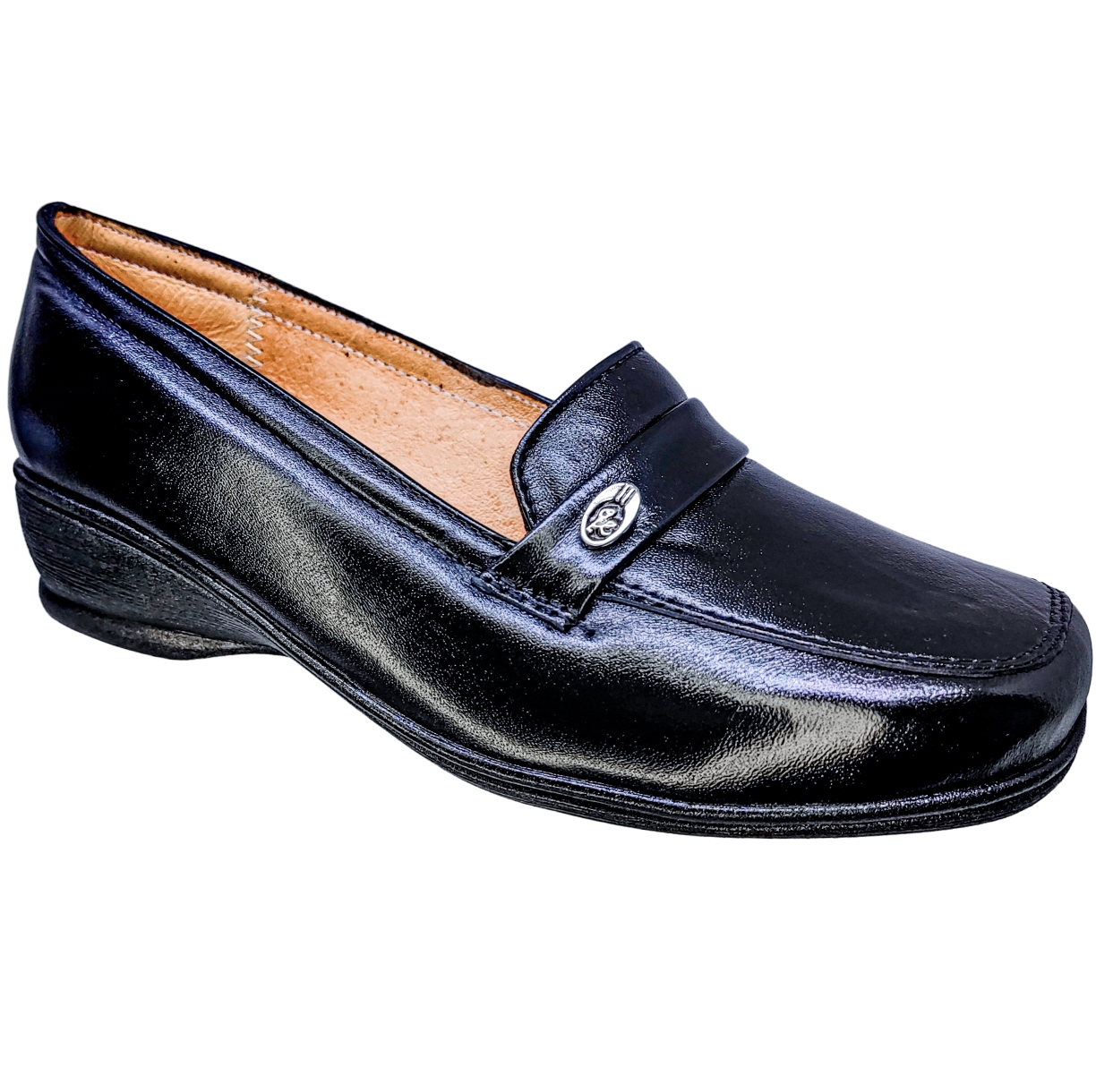 Calzado Para Pie Delicado O Diabetico Piel Cabra Para Dama Color Negro Con Herrajito.