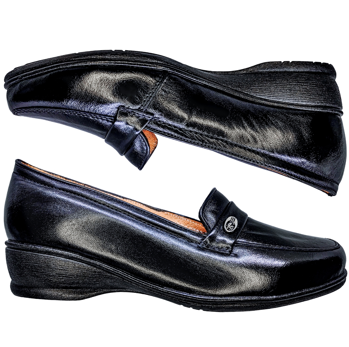 Calzado Para Pie Delicado O Diabetico Piel Cabra Para Dama Color Negro Con Herrajito.