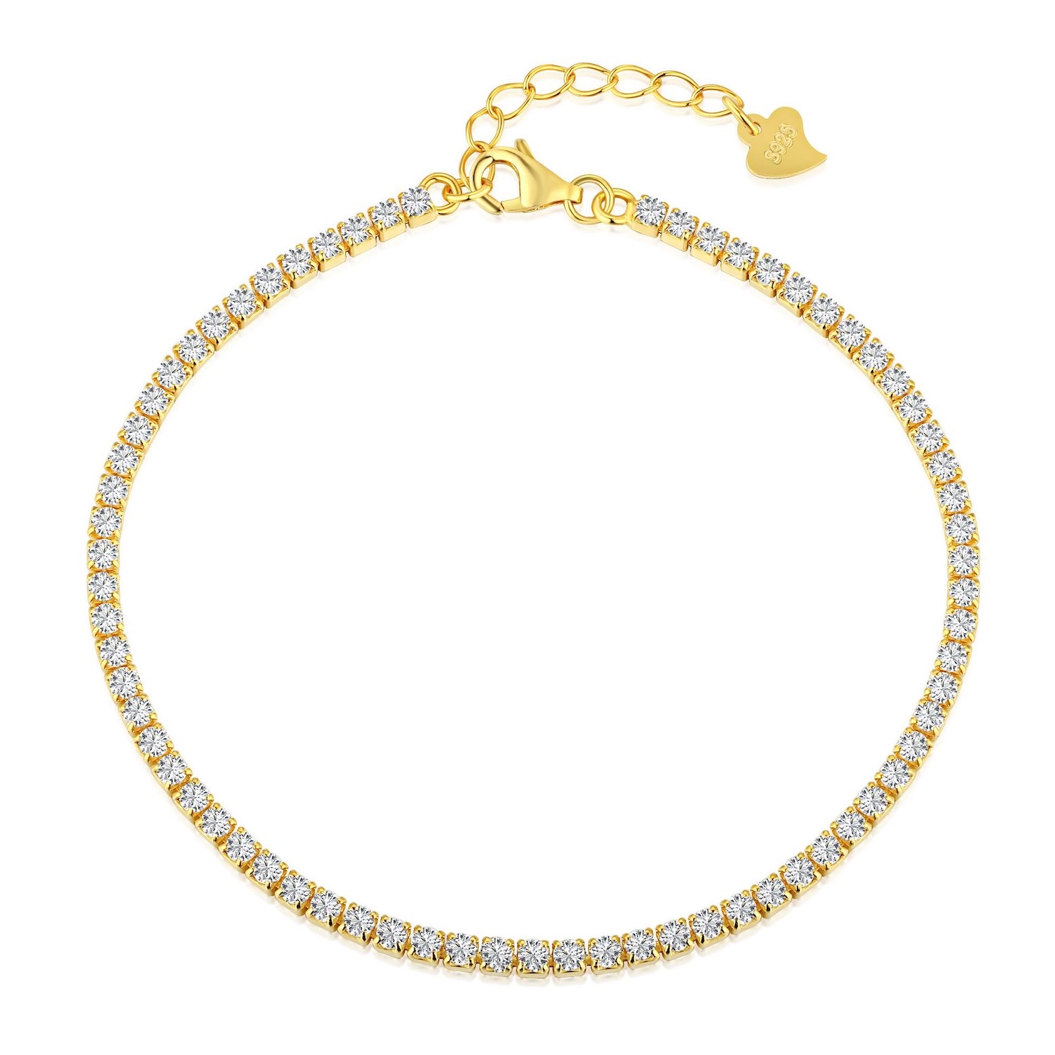 Pulsera ARETIZE Mujer Plata 925 Zirconias Baño en Oro 18k + Caja de Regalo