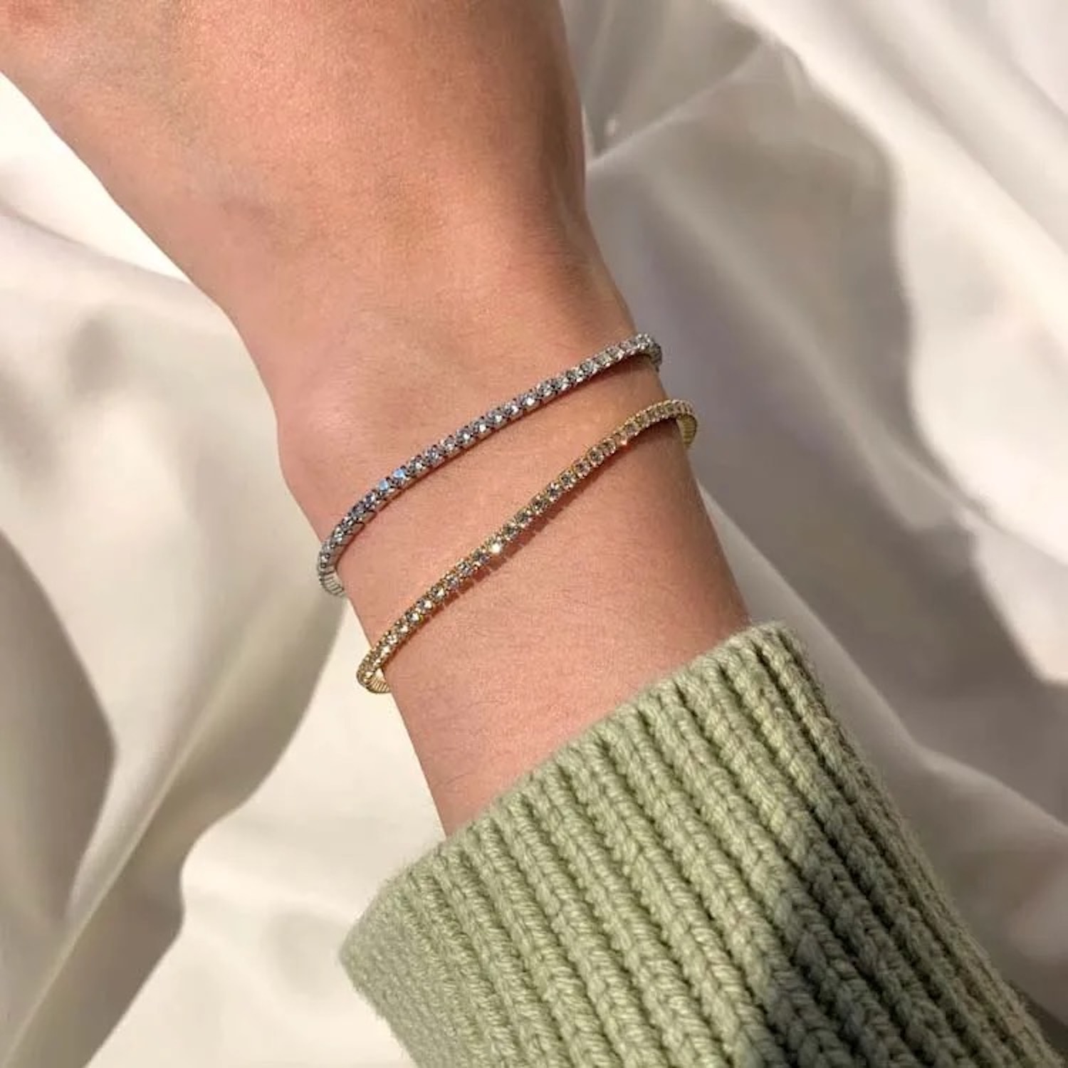 Pulsera ARETIZE Mujer Plata 925 Zirconias Baño en Oro 18k + Caja de Regalo