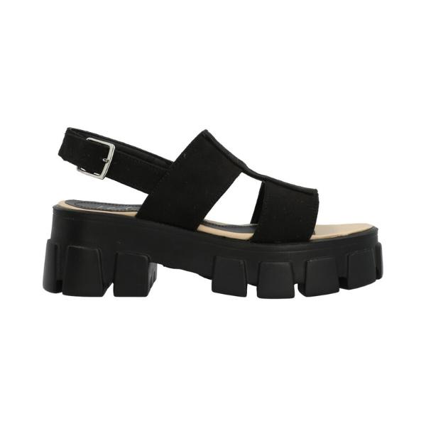 Sandalia Suela Gruesa Track Para Mujer Color Negro Látigo