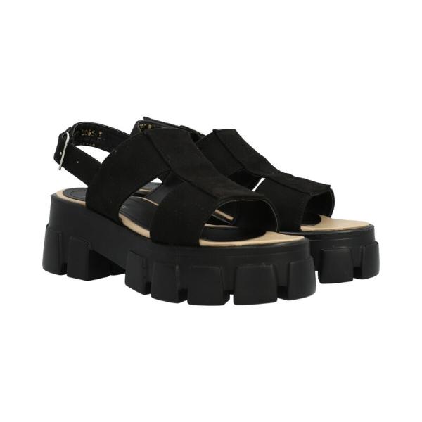 Sandalia Suela Gruesa Track Para Mujer Color Negro Látigo