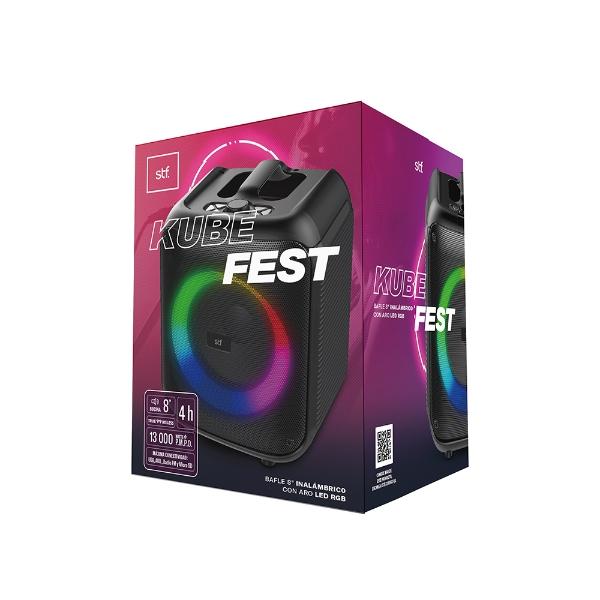 Bocina Inalámbrica Kube Fest Stf 8" Con Luz RGB