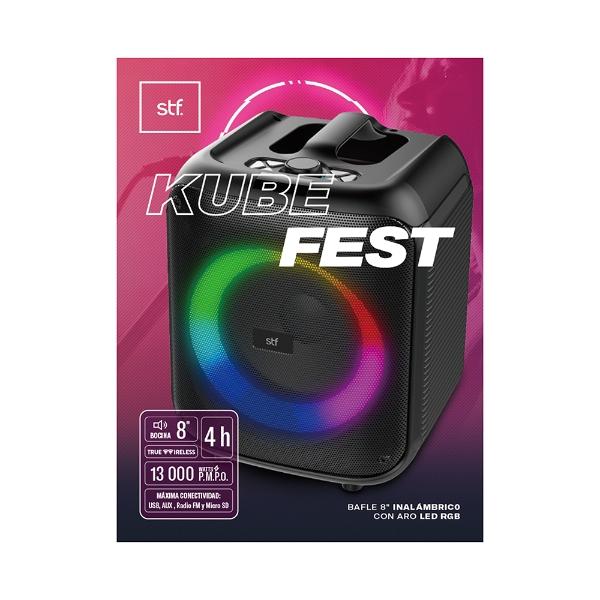 Bocina Inalámbrica Kube Fest Stf 8" Con Luz RGB