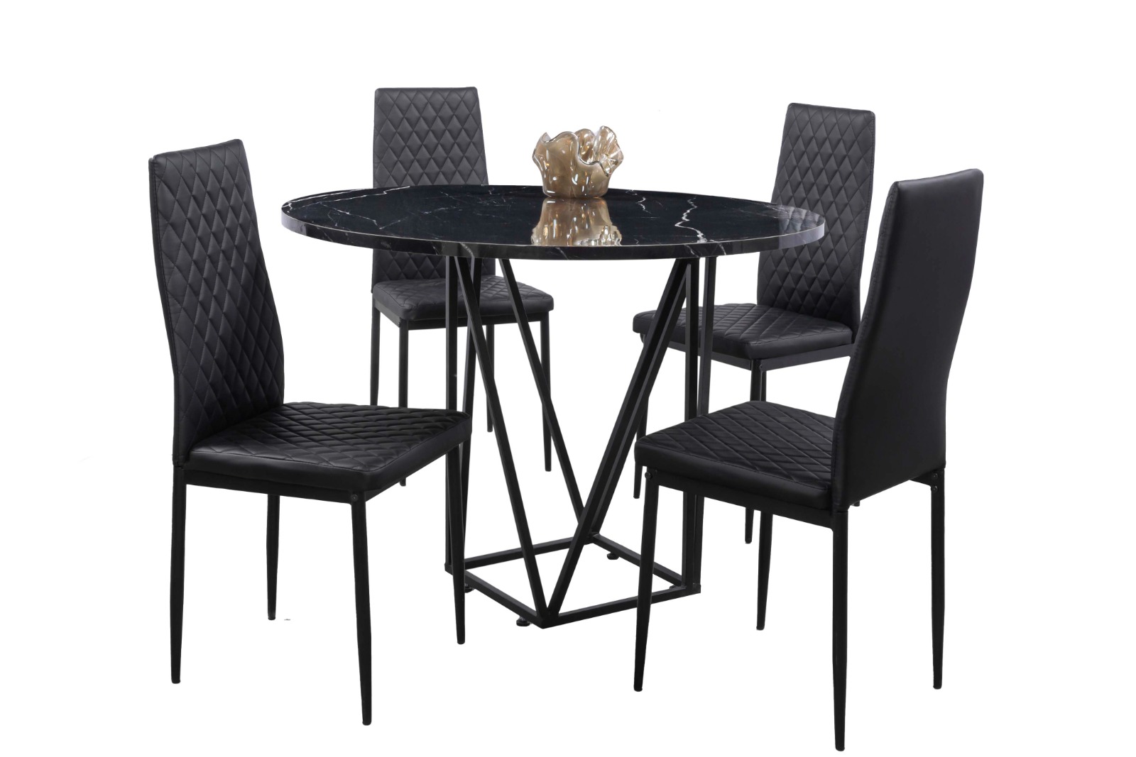 Comedor Tunez Negro 4 Sillas Tubular.