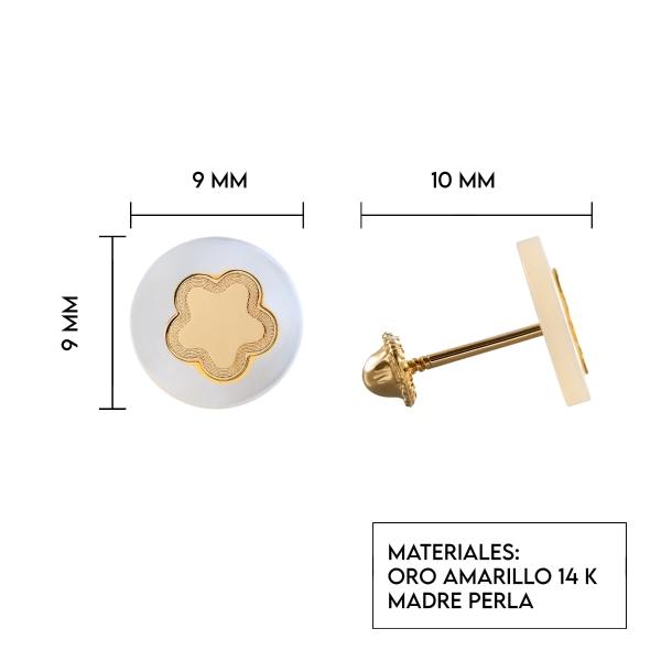 Aretes de oro 14k Mujer Broquel Estrella aperlada con oro amarillo y madre perla | GIALLO