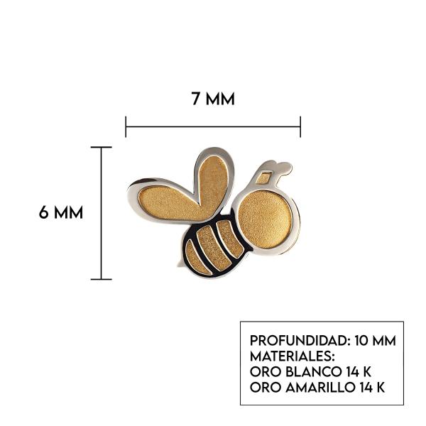 Aretes de Oro 14K Mujer broquel Abejas oro amarillo y oro blanco | GIALLO
