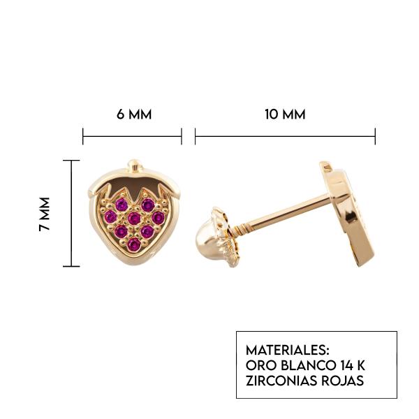 Aretes de oro 14k Mujer broquel Fresas con oro amarillo y zirconia | GIALLO