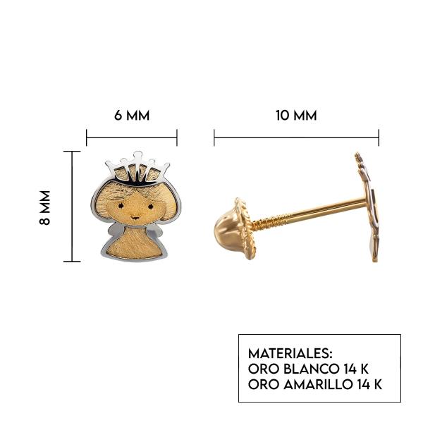 Aretes de oro 14k Mujer Broquel Princesa con oro amarillo | GIALLO