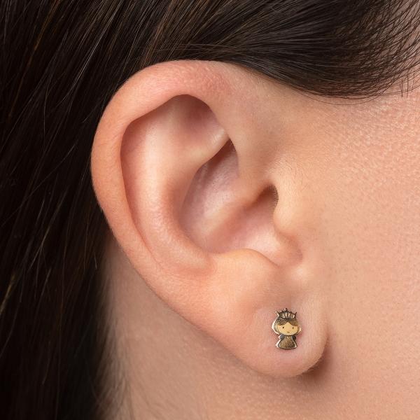 Aretes de oro 14k Mujer Broquel Princesa con oro amarillo | GIALLO