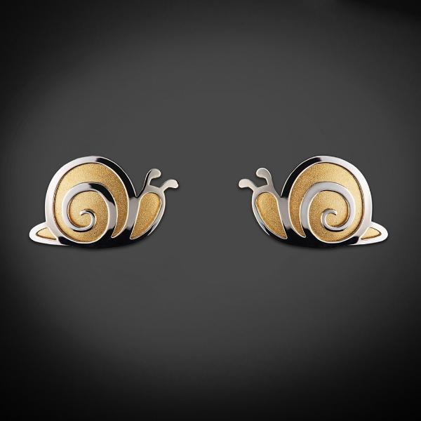 Aretes de Oro 14K Mujer broquel Caracol con oro amarillo brillante, oro blanco brillante | GIALLO