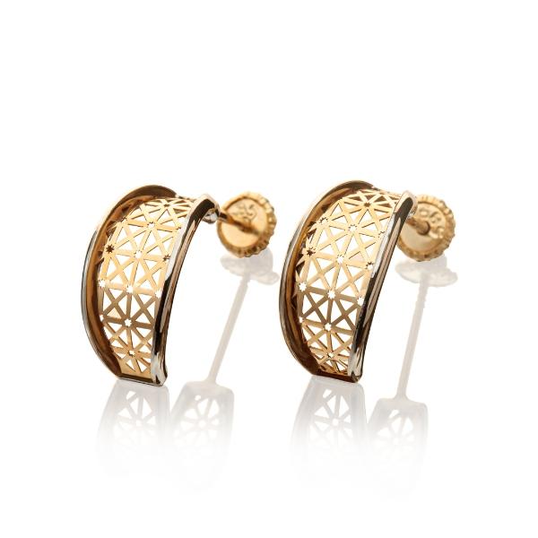 Aretes de oro 14k Mujer Broquel Estrella aperlada con oro amarillo y madre perla | GIALLO