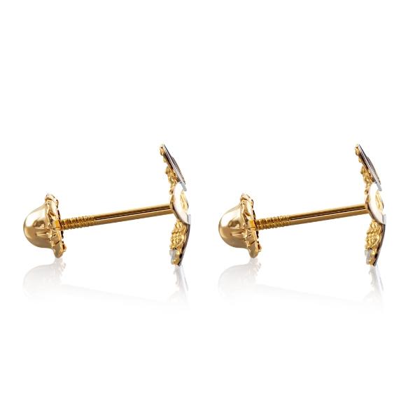 Aretes de Oro 14K Mujer broquel Patos con oro amarillo brillante, oro blanco brillante y circonias | GIALLO