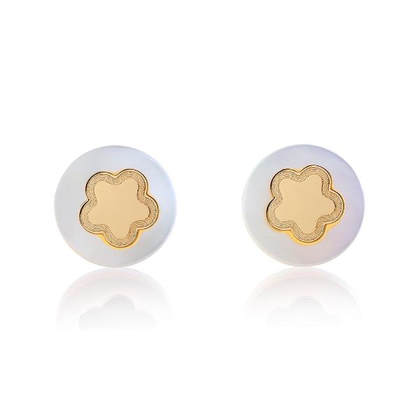 Aretes de oro 14k Mujer Broquel Estrella aperlada con oro amarillo y madre perla | GIALLO