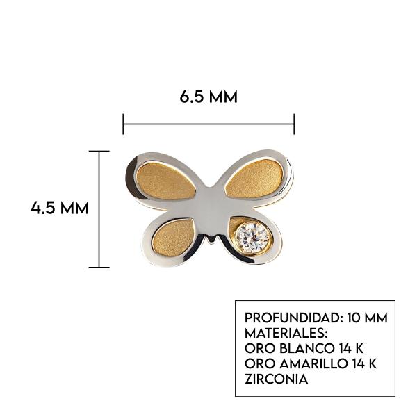 Aretes de oro 14K Mujer broquel Mariposas con oro amarillo y circonias | GIALLO