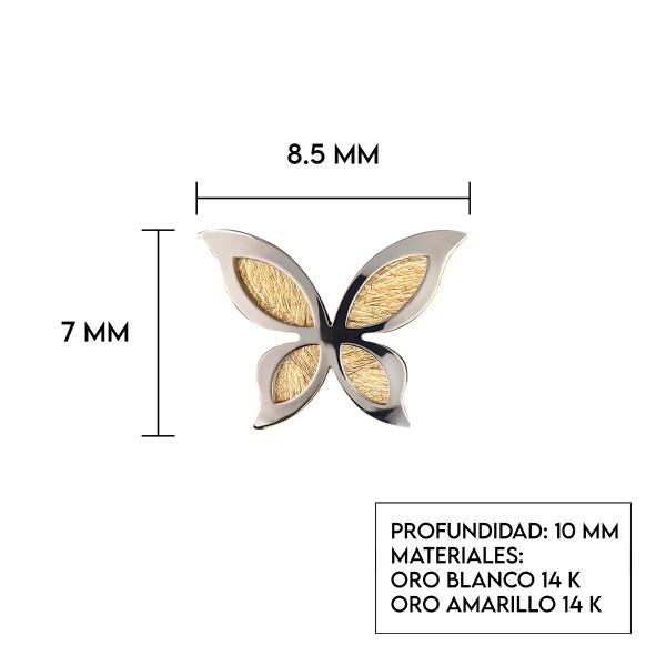 Aretes de Oro 14K Mujer broquel Mariposas con oro amarillo brillante, madre perla y circonias | GIALLO