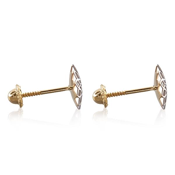 Aretes de Oro 14K Mujer broquel Patos con oro amarillo brillante, oro blanco brillante y circonias | GIALLO
