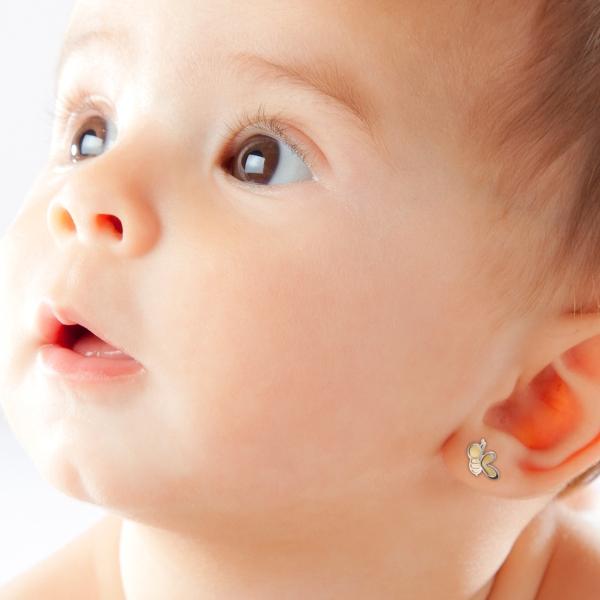 Aretes de Oro 14K Mujer broquel Abejas oro amarillo y oro blanco | GIALLO