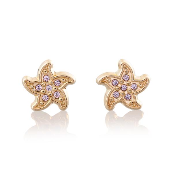 Aretes de oro 14k Mujer broquel Estrella de mar con oro amarillo y zirconia | GIALLO