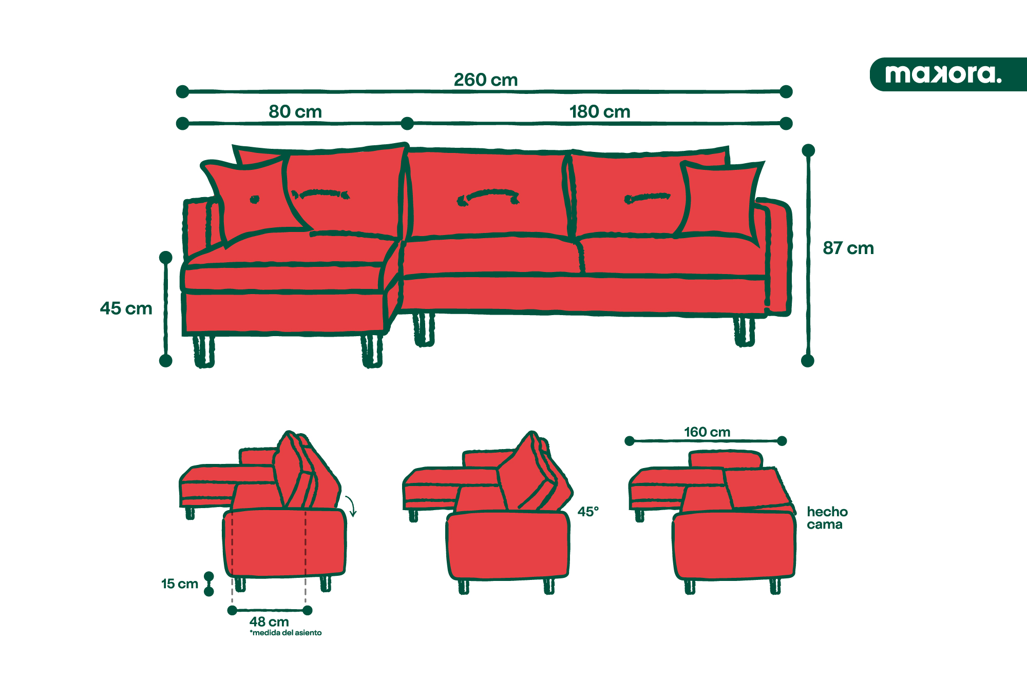 Sala Modular Cosmo Gris Oxford Makora Beehive Memory Foam de velvet