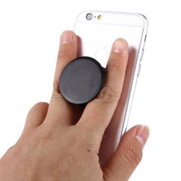 Soporte Dedos Celular Circular Plástico Negro