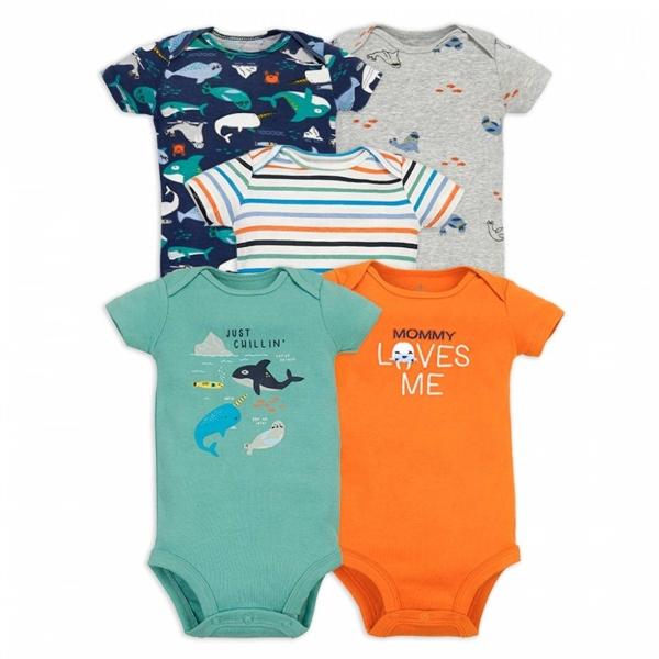 Set de 5 Pañaleros Ropa de bebe Niño Niña Algodón Suave