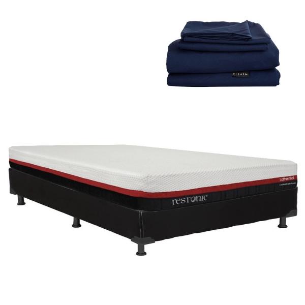 Colchón Individual Restonic Roll con Box Negro y Sabanas Softy