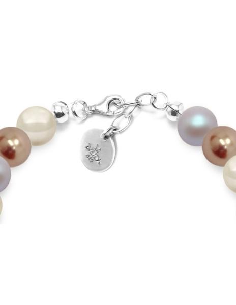 Pulsera Perlas de Cristal Multicolor A Plata .925 Joyería Zvezda