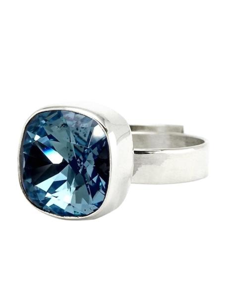 Anillo color Azul Zvezda de plata .925 corte Cushion