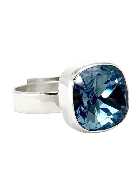 Anillo color Azul Zvezda de plata .925 corte Cushion