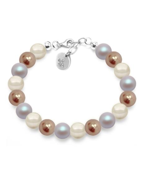 Pulsera Perlas de Cristal Multicolor A Plata .925 Joyería Zvezda