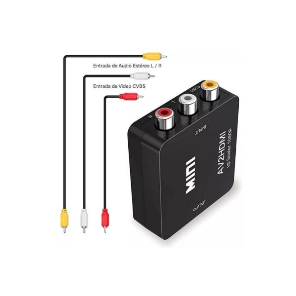 Adaptador Rca Vga A Hdmi 1080p Convertidor De Audio Y Video