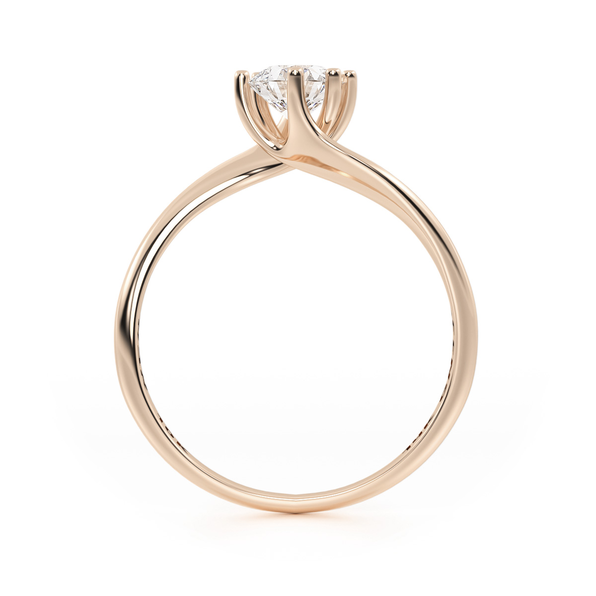 ANILLO DE COMPROMISO SOLITARIO CURVO 14K ORO ROSA ABBA JOYAS