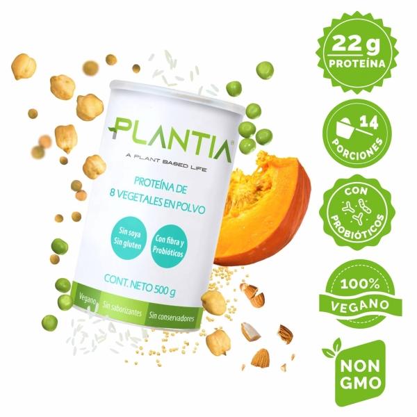 Proteína PLANTIA de 8 Vegetales 500 g | 22 g de proteína | 14 porciones | 100% orgánica y vegana | Libre de GMO, sin soya