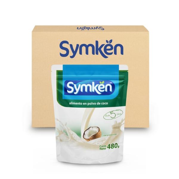 Paquete de 4 piezas Symkën Coco 480g | Bebida en polvo | 100% vegetal | Rinde 5 litros | Alta en proteínas | Sin gluten, sin lactosa, sin colesterol