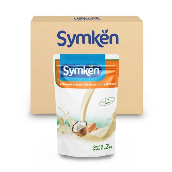 Paquete de 8 piezas Symkën Coco y Almendra 1,200g | Bebida en polvo | 100% vegetal | Rinde 12 litros | Alta en proteínas | Sin gluten, sin lactosa, sin colesterol