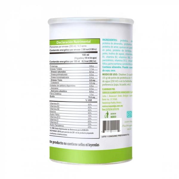 Proteína PLANTIA de 8 Vegetales 500 g | 22 g de proteína | 14 porciones | 100% orgánica y vegana | Libre de GMO, sin soya