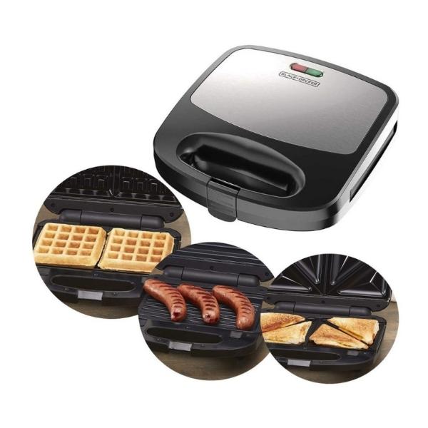 Waflera Sandwichera Parrila 3 En1 Antihaderente Black+decker