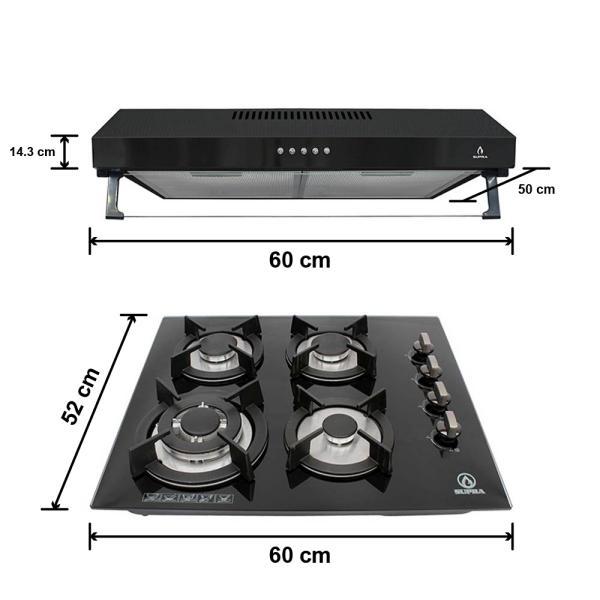 COMBO CAMPANA EXTRACTORA Y PARRILLA DE GAS SUPRA FORLI 4Q-EC-N + NUBE N-60 COLOR NEGRO