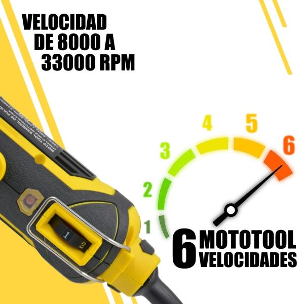 Taladro Esmeril Mototoo Drill Rectificadora 135w  6 Velocidades 33000 RPM Incluye 87 Accesorios