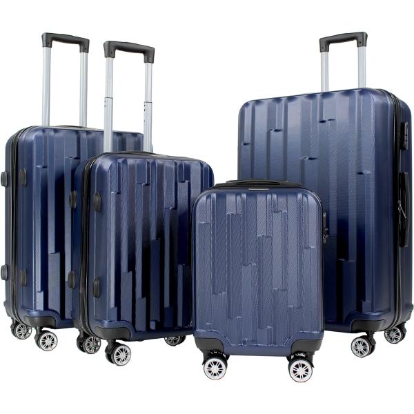 Set 4 Maletas Equipaje Viaje Ultra Resistente 4 Ruedas 360 Azules