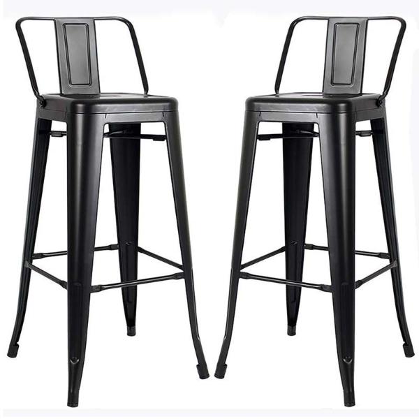 Banco Tolix Alto Kit 2 Sillas Altas Metal Industrial Bar Plata