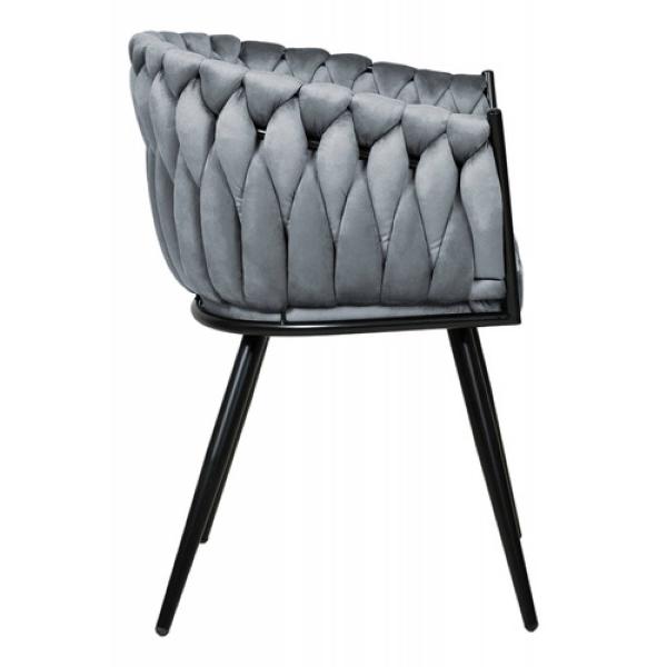 Set 4 Sillas Comedor Tejidas Terciopelo Modernas Elegantes Gris