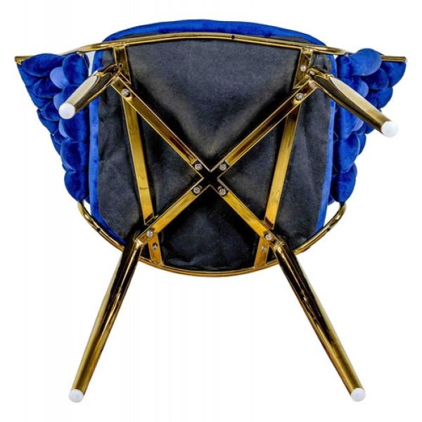 Set 4 Sillas Comedor Tapizadas Terciopelo Tejidas Elegantes Azul