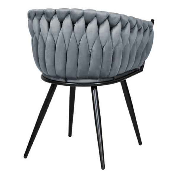 Set 4 Sillas Comedor Tejidas Terciopelo Modernas Elegantes Gris