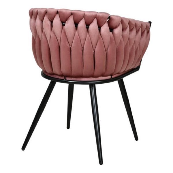 Set 6 Sillas Comedor Tejidas Terciopelo Modernas Elegantes Rosa