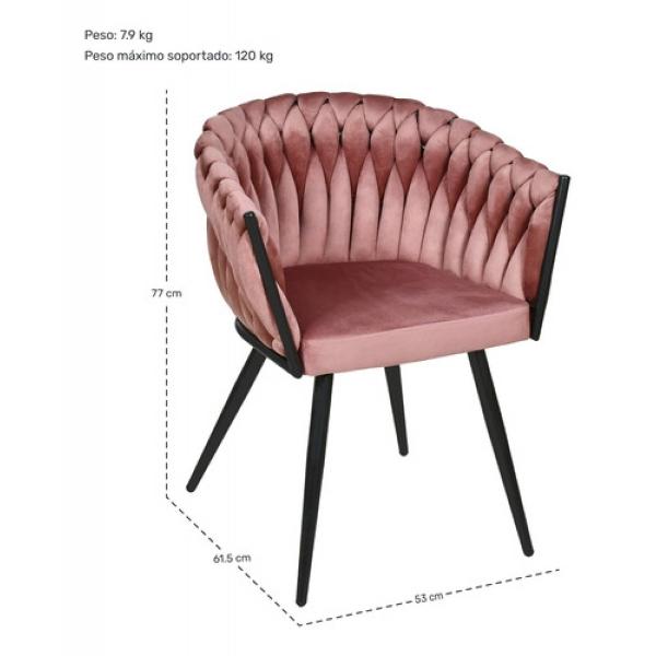 Set 6 Sillas Comedor Tejidas Terciopelo Modernas Elegantes Rosa