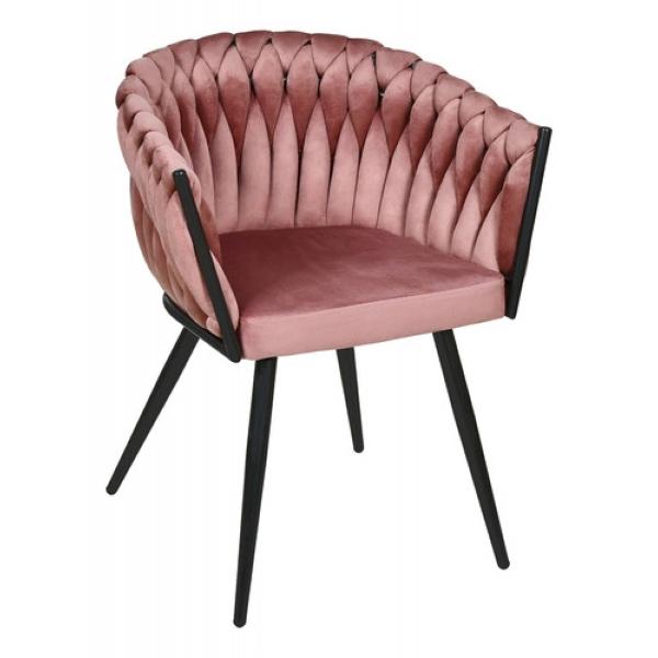 Set 6 Sillas Comedor Tejidas Terciopelo Modernas Elegantes Rosa