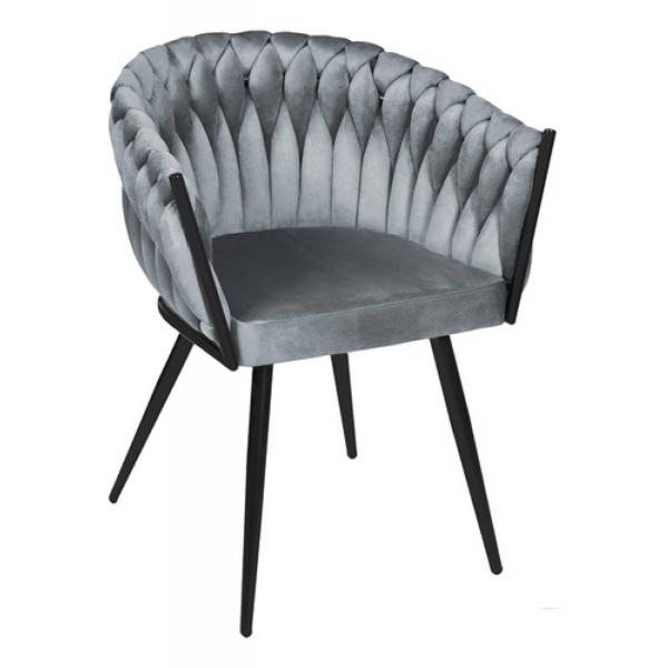 Set 4 Sillas Comedor Tejidas Terciopelo Modernas Elegantes Gris